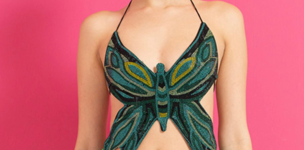 Top fluture luxury Green Butterfly